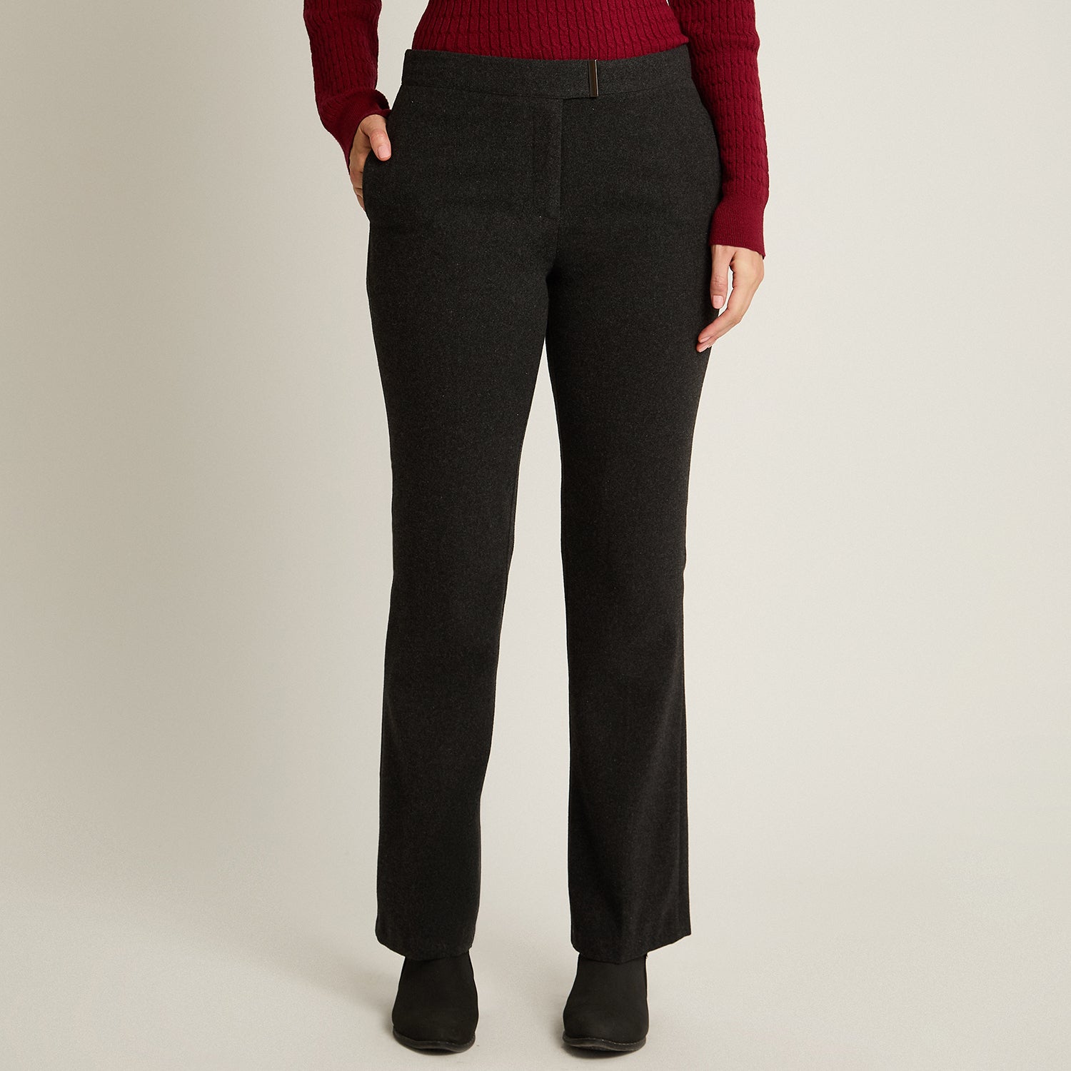 Pantalon Formal Marengo Elasticidad Nula Sin Forro Calce Normal Tela Plano